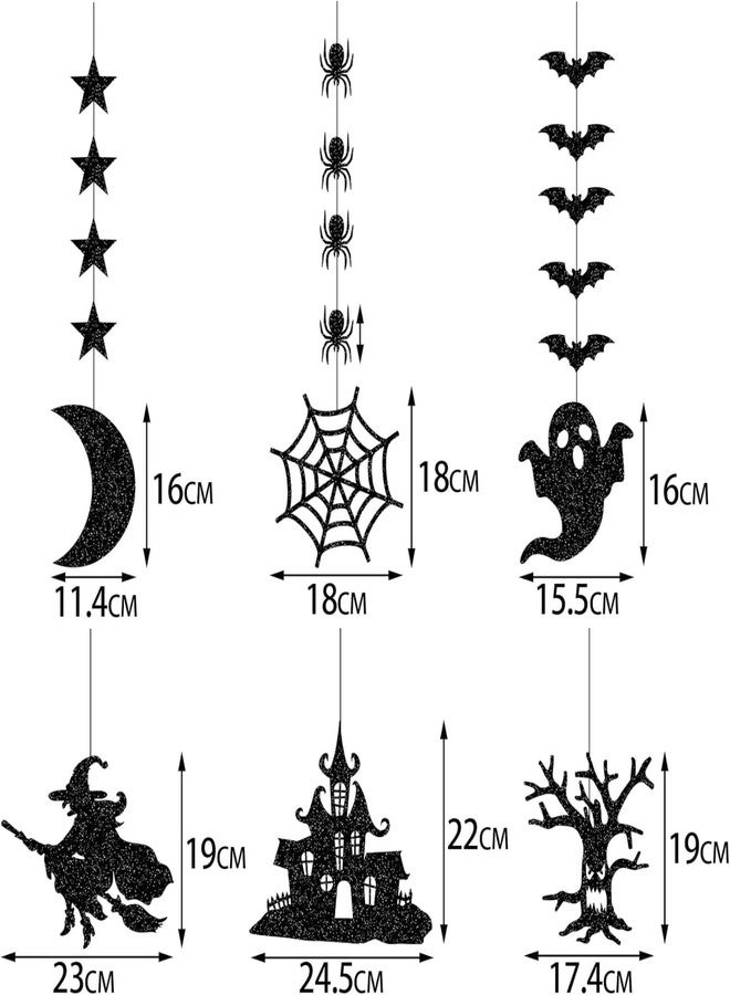Incrizma Halloween Black Creepy Vintage Party Decorations - 12Pcs Hanging Streamers Garland,Bat Witch Spider Swirl Ceiling Outdoor Indoor Wall Decor Party Props,Porch Room Scary Supplies - Image 2